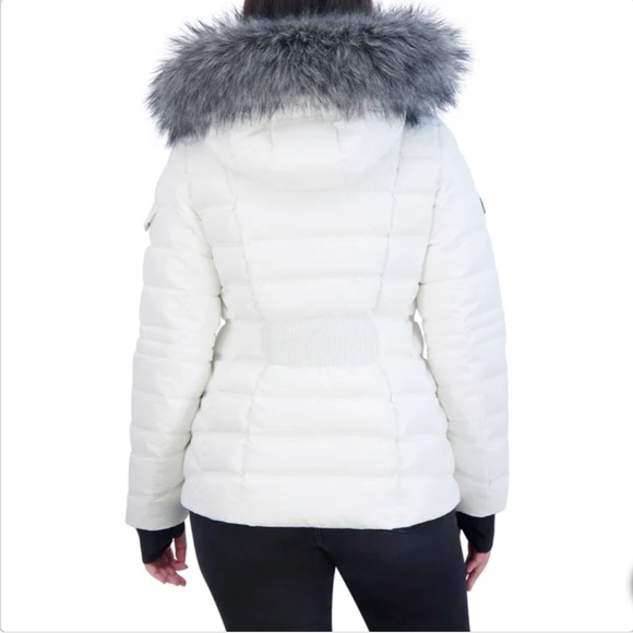 Nautica White Faux Fur Trim Hooded Puffer Coat - Picture 4 of 17